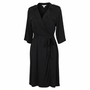 Cato Black Wrap Midi Dress